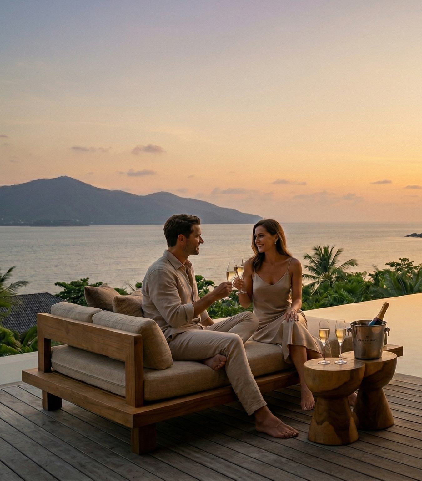 Luxury infinity pool overlooking an iconic destination